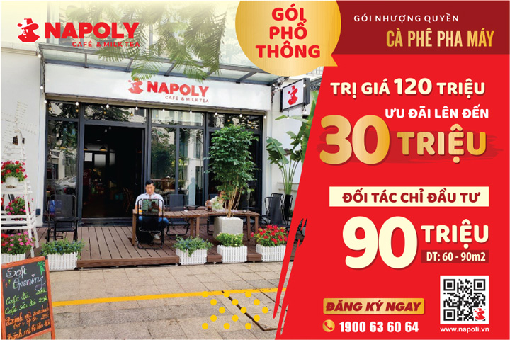 Nhượng quyền cà phê Napoly Café & Milk Tea - giảm ngay 30 triệu khi mở quán!