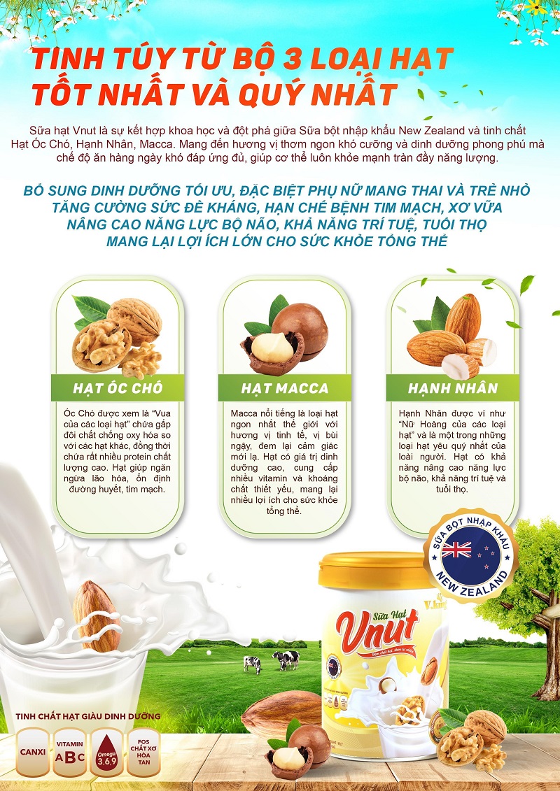 Sữa hạt Vnut: Thức uống bổ dưỡng cho cả gia đình