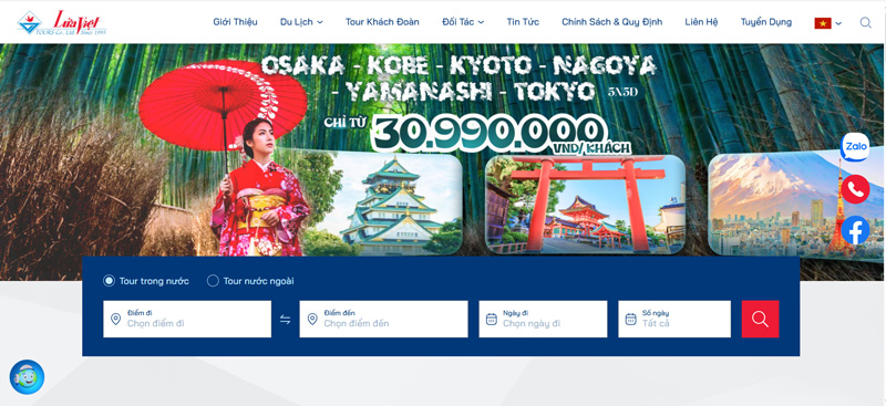 Website công ty du lịch Lửa Việt